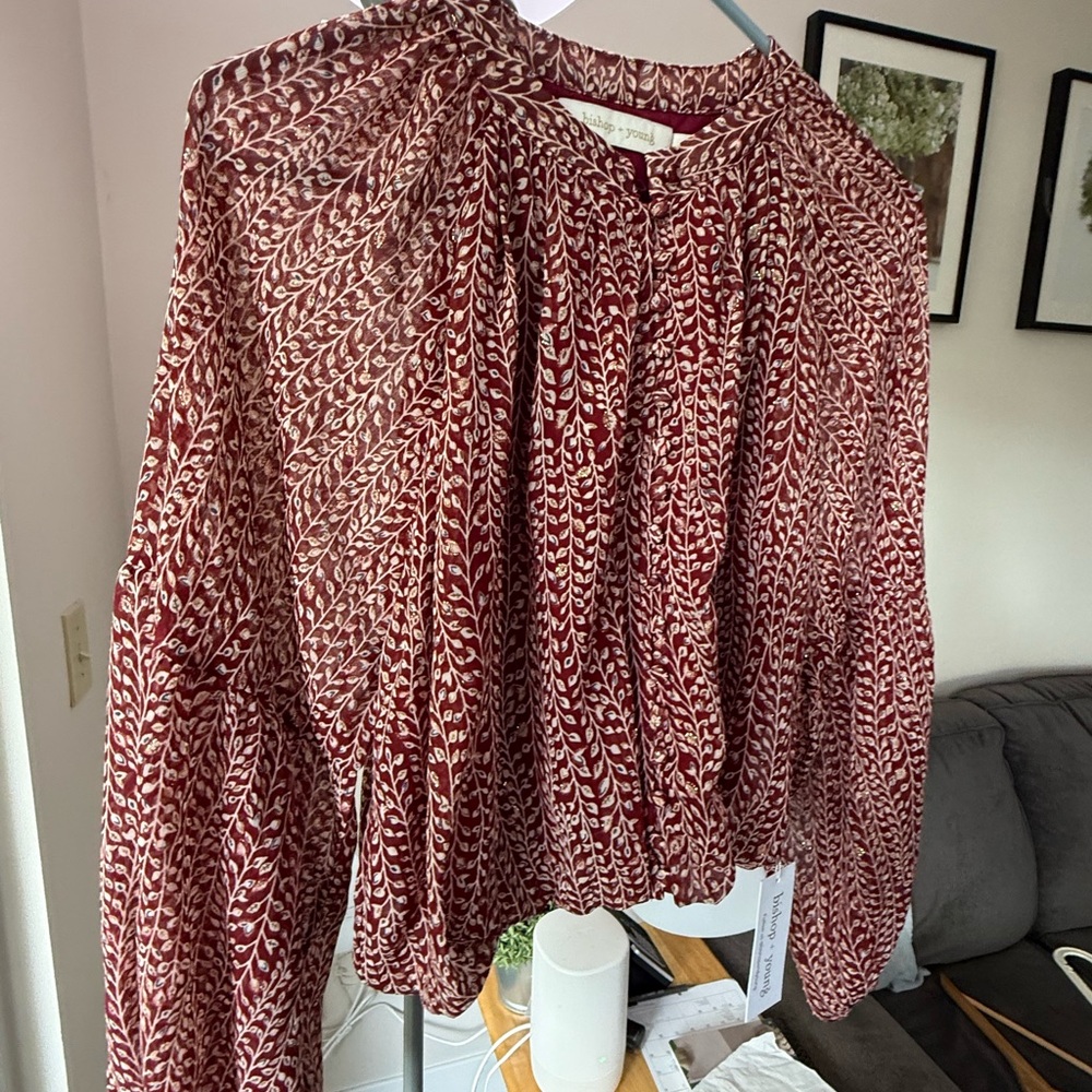 bishop + young Red and White Patterned Blouse